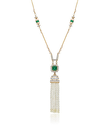 Pearl,Diamond and Emerald necklace